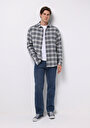 thumb-Afficher les détails de Chemise À Manches Longues Bleu Regular Fit Plaid Sergé Homme