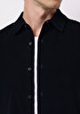 thumb-Afficher les détails de Chemise À Manches Longues Marine Regular Fit Droit Gabardine Homme