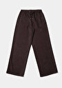 thumb-Afficher les détails de Pantalon Marron Wide Leg High Rise En Ratière Regular Fit Femme