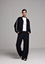 thumb-Afficher les détails de Pantalon Marine Wide Leg High Rise En Sergé Regular Fit Femme