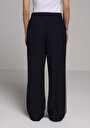 thumb-Afficher les détails de Pantalon Marine Wide Leg High Rise En Sergé Regular Fit Femme