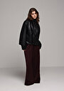 thumb-Afficher les détails de Pantalon Bordeaux Wide Leg High Rise En Sergé Regular Fit Femme