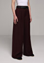 thumb-Afficher les détails de Pantalon Bordeaux Wide Leg High Rise En Sergé Regular Fit Femme