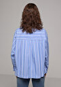 thumb-Afficher les détails de Chemise À Manches Longues Bleu Fashion Fit Rayé Uni Femme