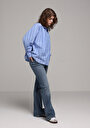 thumb-Afficher les détails de Chemise À Manches Longues Bleu Fashion Fit Rayé Uni Femme