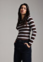 thumb-Afficher les détails de Pull Marron Slim Fit Manches Longues  Femme