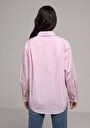 thumb-Afficher les détails de Chemise À Manches Longues Rose Oversize Fit Rayé Popeline Femme