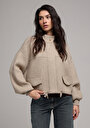 thumb-Afficher les détails de Cardigan Tricot Beige Regular Fit Femme