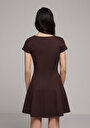 thumb-Afficher les détails de Robe Marron Slim Fit Manches Courtes Mini Verrouillage Femme