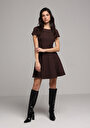 thumb-Afficher les détails de Robe Marron Slim Fit Manches Courtes Mini Verrouillage Femme