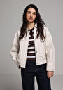 thumb-Afficher les détails de Veste Pu Ecru Manches Longues  Regular Fit Femme