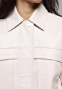 thumb-Afficher les détails de Veste Pu Ecru Manches Longues  Regular Fit Femme