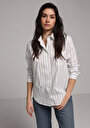 thumb-Afficher les détails de Chemise À Manches Longues Blanc Regular Fit Rayé Popeline Femme