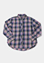 thumb-Afficher les détails de Chemise À Manches Longues Bleu Boyfriend Fit Plaid Flanelle Femme