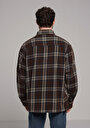 thumb-Afficher les détails de Chemise À Manches Longues Marron Oversize Fit Plaid Sergé Homme