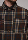 thumb-Afficher les détails de Chemise À Manches Longues Marron Oversize Fit Plaid Sergé Homme