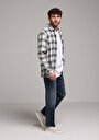 thumb-Afficher les détails de Chemise À Manches Longues Bleu Comfort Fit Plaid Sergé Homme