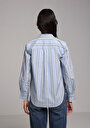 thumb-Afficher les détails de Chemise À Manches Longues Bleu Regular Fit Rayé Popeline Femme