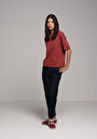 thumb-Afficher les détails de T-shirt À Manches Courtes Rouge Regular Fit Brodé Femme
