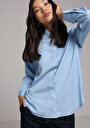 thumb-Afficher les détails de Chemise À Manches Longues Bleu Regular Fit Droit Sergé Femme