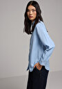 thumb-Afficher les détails de Chemise À Manches Longues Bleu Regular Fit Droit Sergé Femme