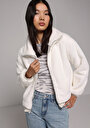 thumb-Afficher les détails de Veste Ecru Regular Fit Manches Longues  Sherpa Femme