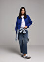thumb-Afficher les détails de Cardigan Tricot Bleu Regular Fit Femme
