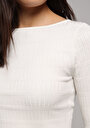 thumb-Afficher les détails de Pull Blanc Slim Fit Manches Longues  Femme