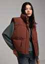 thumb-Afficher les détails de Gilet Marron Regular Fit Femme