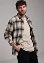 thumb-Afficher les détails de Chemise À Manches Longues Beige Comfort Fit Plaid Sergé Homme