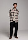 thumb-Afficher les détails de Chemise À Manches Longues Beige Comfort Fit Plaid Sergé Homme