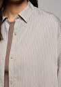 thumb-Afficher les détails de Chemise À Manches Longues Beige Fashion Fit Rayé Uni Femme