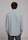 thumb-Afficher les détails de Chemise À Manches Longues Vert Regular Fit Rayé Oxford Homme