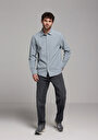 thumb-Afficher les détails de Chemise À Manches Longues Vert Regular Fit Rayé Oxford Homme