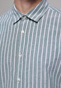 thumb-Afficher les détails de Chemise À Manches Longues Vert Regular Fit Rayé Oxford Homme