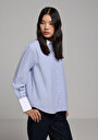 thumb-Afficher les détails de Chemise À Manches Longues Bleu Regular Fit Droit Oxford Femme