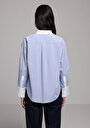 thumb-Afficher les détails de Chemise À Manches Longues Bleu Regular Fit Droit Oxford Femme