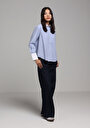 thumb-Afficher les détails de Chemise À Manches Longues Bleu Regular Fit Droit Oxford Femme