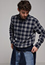 thumb-Afficher les détails de Chemise À Manches Longues Marine Regular Fit Plaid Sergé Homme