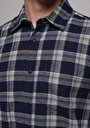 thumb-Afficher les détails de Chemise À Manches Longues Marine Regular Fit Plaid Sergé Homme