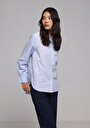thumb-Afficher les détails de Chemise À Manches Longues Bleu Fashion Fit Rayé Popeline Femme