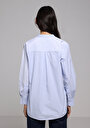 thumb-Afficher les détails de Chemise À Manches Longues Bleu Fashion Fit Rayé Popeline Femme