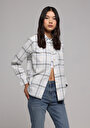 thumb-Afficher les détails de Chemise À Manches Longues Blanc Regular Fit Plaid Flanelle Femme