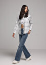 thumb-Afficher les détails de Chemise À Manches Longues Blanc Regular Fit Plaid Flanelle Femme