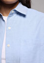 thumb-Afficher les détails de Chemise À Manches Longues Bleu Boyfriend Fit Droit Oxford Femme