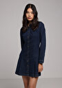 thumb-Afficher les détails de Robe  Slim Fit Manches Courtes Mini Jean Femme