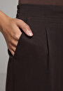 thumb-Afficher les détails de Pantalon Marron Straight Leg High Rise En Sergé Regular Fit Femme