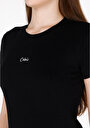 thumb-Afficher les détails de T-shirt À Manches Courtes Noir Slim Fit Imprimé Femme