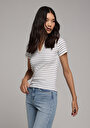 thumb-Afficher les détails de Chemise Polo À Manches Courtes Bleu Rayé Slim Fit Femme