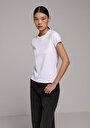 thumb-Afficher les détails de T-shirt À Manches Courtes Blanc Slim Fit Droit Femme
